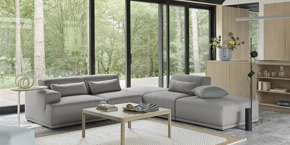 Connect Soft Corner Config 3 Rewool 128 Workshop Coffee Table Wave Tray Pebble 200 300 Burnt Orange ... | Scandinavian Design