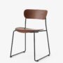 Pavilion Side Chair AV51_Black Sled Frame_Lacquered Walnut_Angled Front