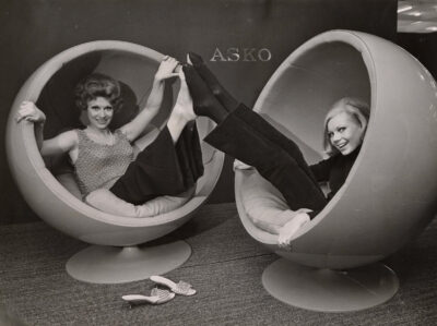 Iconic Ball Chair by Eero Aarnio displayed at ASKO's booth during Milan Design Week 2025