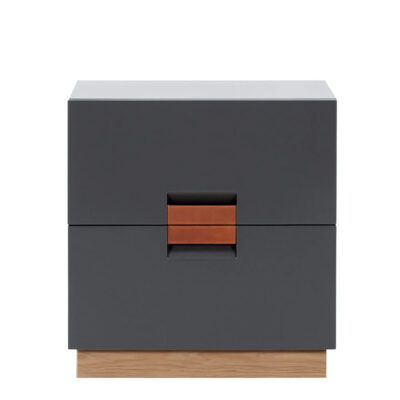 Frame Bedside table by Anya Sebton and Eva Lilja Löwenhielm for Asplund featuring cognac leather drawer handles