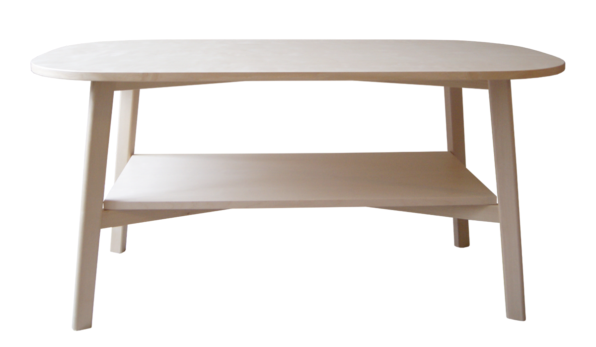 Humlan 774 coffee table by Eva Schildt for NC featuring FSC-certified oak with rounded edges and lower storage shelf in modern Scandinavian interior