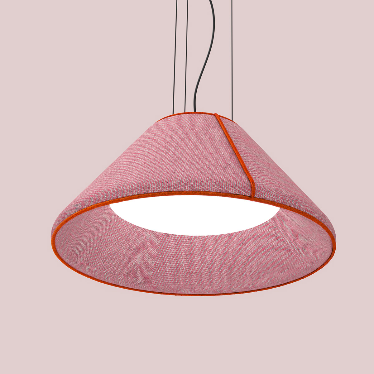 SKETCH pendant lamp in a modern Scandinavian interior setting, demonstrating both lighting and acoustic functionality