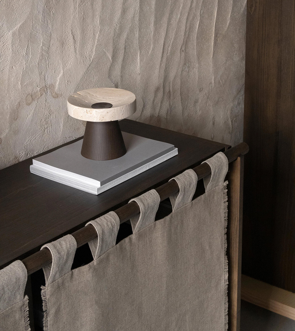 Veil Cabinet by Silje Nesdal integrated into a serene living space, demonstrating its versatility and elegant presence.