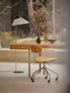 Hans J. Wegner CH621 Swivel Chair by Carl Hansen & Søn featuring brushed steel frame and oak details