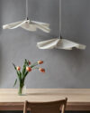Silent Light acoustic pendant lamp by Ingegerd Råman for Okko Design featuring hemp material