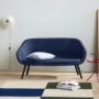 AAL Sofa Hallingdal 764 black wb lacquer base_Matin Wall white shade_Ethan Cook Flat Works peach green check_DLM cherry red high gloss