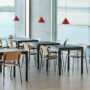 Annex Table Flush charcoal alu frame dark grey linoleum tabletop_Compass Pendant collection_New Order Combination 503 charcoal_Soft Edge 40 wb lacquer oak