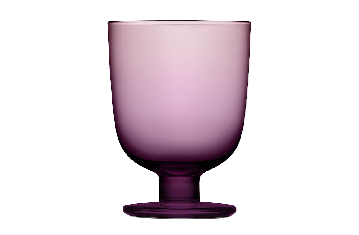 Close-up of Lempi glass goblet design showcasing elegant lightness and generous 34cl volume by Matti Klenell