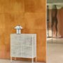 Perforated Cabinet M Eggshell_Ava Pyramid Table Lamp white