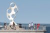 Eva Hild Hold sculpture six metres tall white lacquered steel Framnäs Strandpark Lidköping 2025