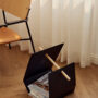Edge Magazine Holder powder coated metal black Scope Lounge whitepigm. matt lacquer oak veneer cognac leather