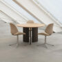 Wing Table Round Oak Council Chair
