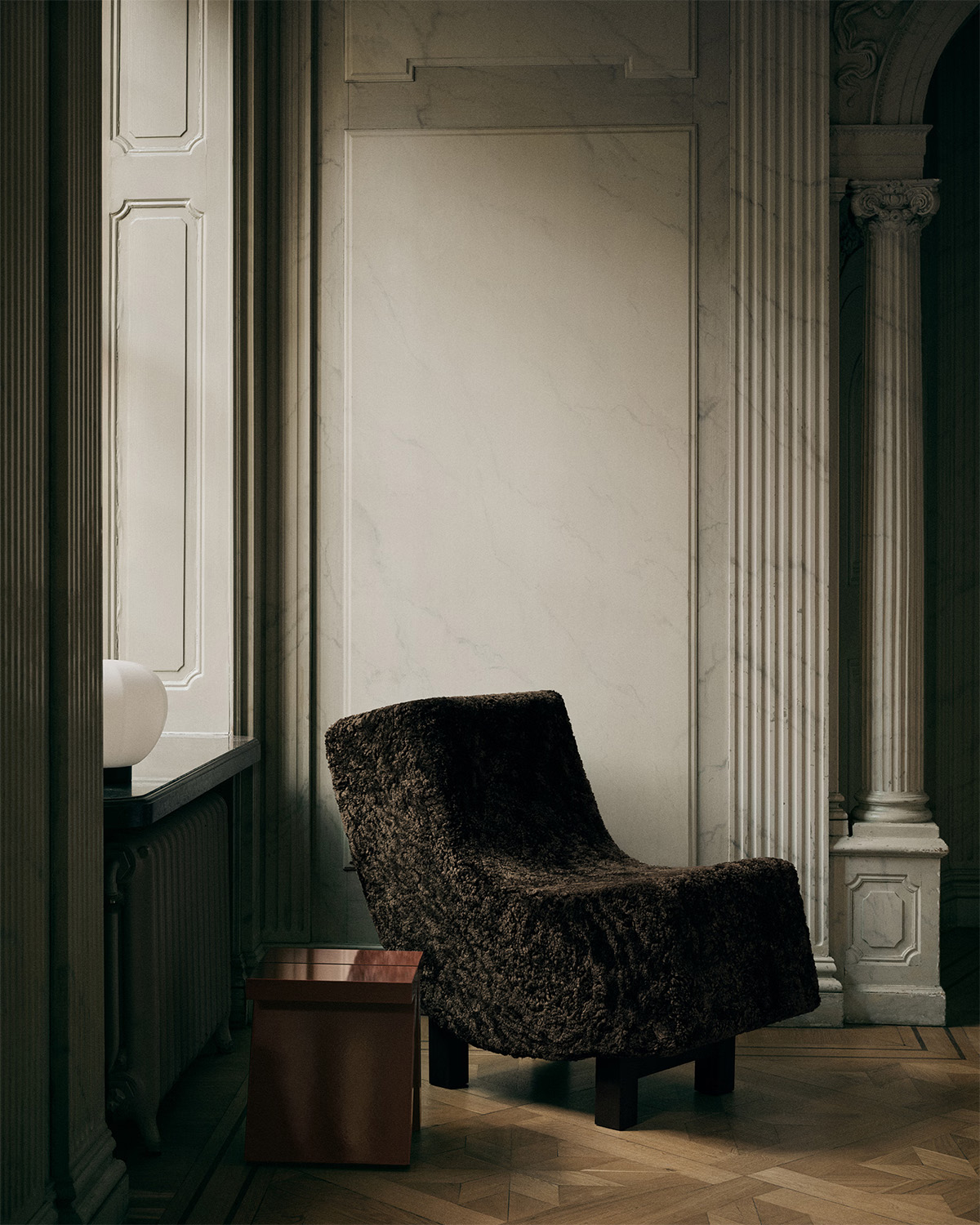 Fogia Lifestyle BD1 Lounge chair Sheepskin espresso Smoked oak