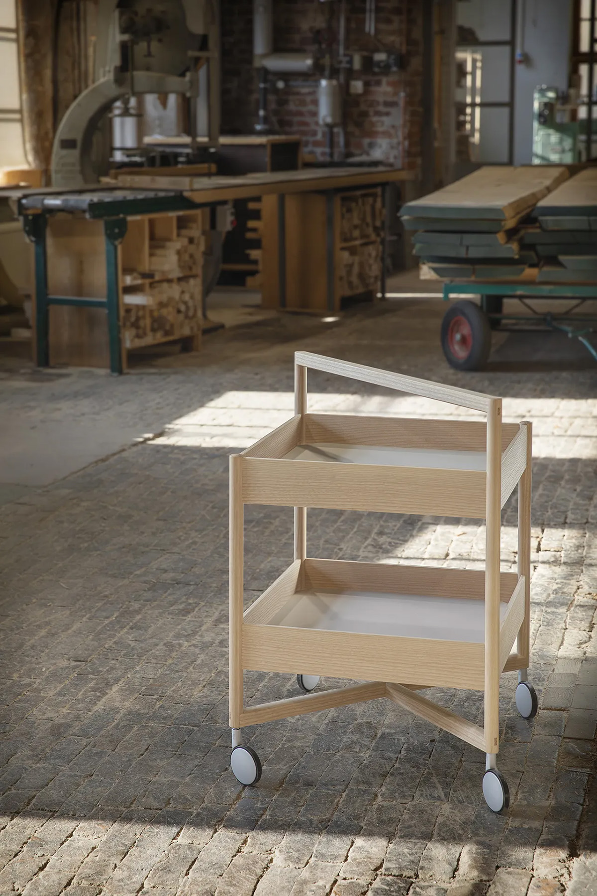 Taso tray table with wheels by Cecilie Manz for Nikari — solid wood, higher model with castors