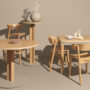 Enfold collection by Sami Kallio for Mizetto — bar stool, counter stool, bar table and dining table in oak and steel