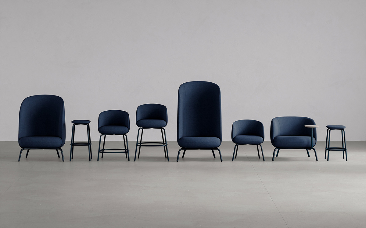 NEST Bar Stool positioned among other NEST Collection pieces in an interior setting