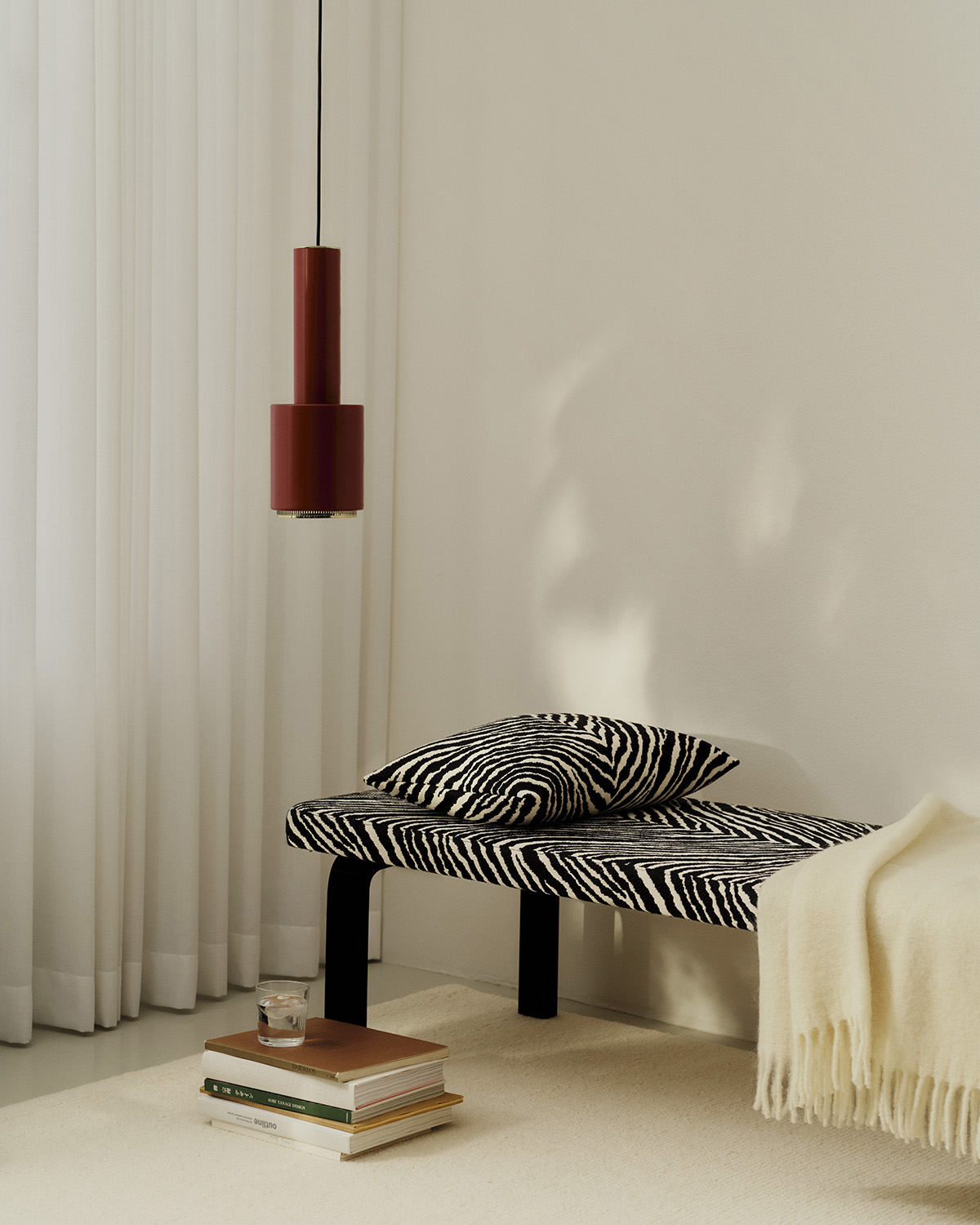 Artek Zebra 2026 in situ Bench 167 Black and white Zebra Pendant Light A110 brick master